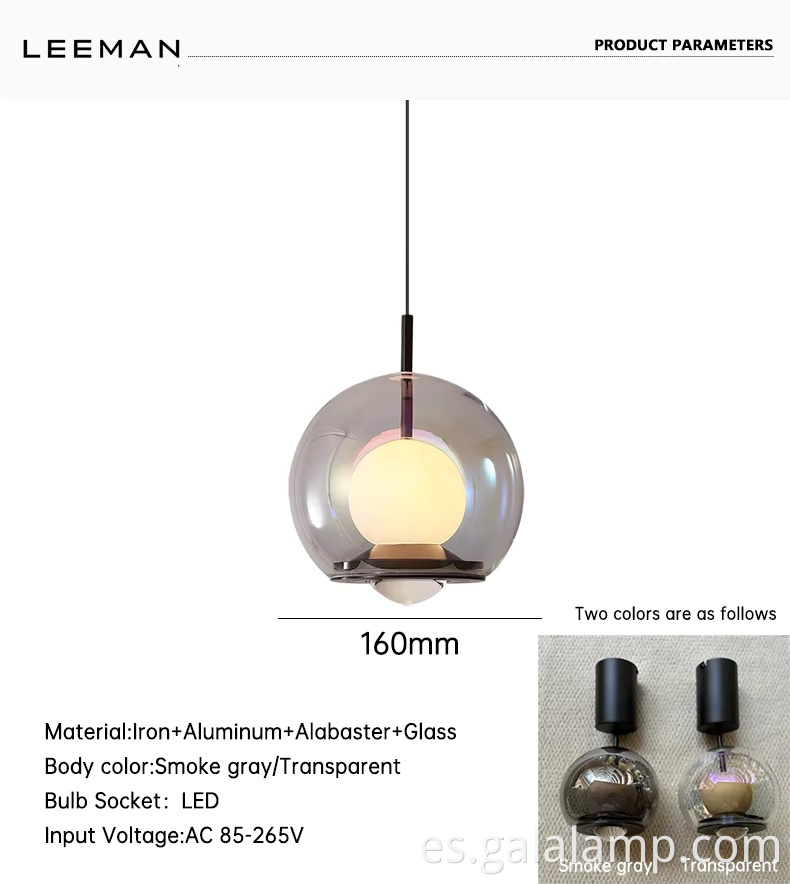 Colgante-moderno-de-vidrio-ahumado-doble-capa Modern-Double-Layer-Smoked-Glass-Pendant